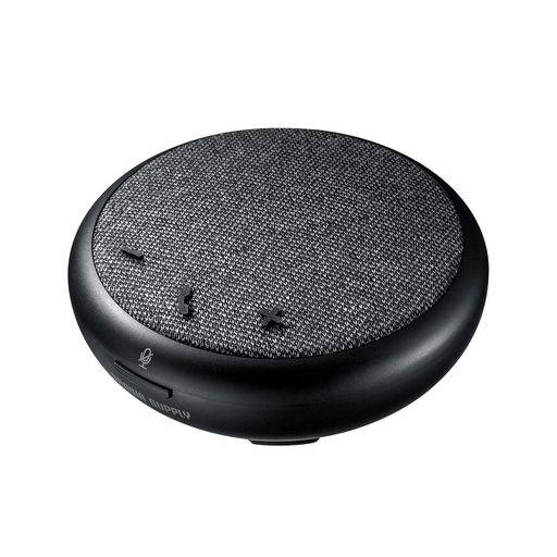 小型なので持ち運びに便利です。 集音範囲が約1mで自分の声以外を拾いにくく雑音を低減し、1人用のWEB会議に適しています。※2人以上での使用には適していません。 マイクミュートスイッチ付きで簡単にマイクミュートが可能です。 底面にスピーカー搭載でスタンドを立てることでより音が聞こえやすくなります。 小型なのに長時間の使用が可能です。