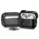 OWNESTXAIRPODSPRO2用ケースマット感マグネット蓋ロック擦り傷防止LED可視分離式全面保護衝撃吸収耐衝撃カラビナ付き-ブラック