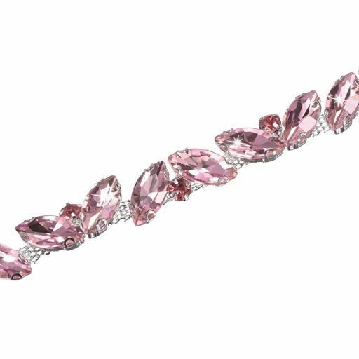 MMETERXITY水晶ラインストーンチェーントリム1ヤードの水晶ブライダルコスチュームフラワーリーフチェ..