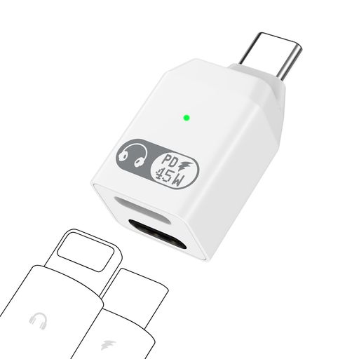 MoKoライトニングからType-C変換用イヤホンアダプター2in1デュアルポート充電と音楽同時に使えるイヤホ..