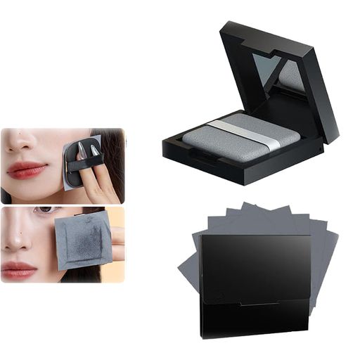 吸い取り紙あぶらとり紙鏡付き100枚セットフィルムタイプ油取り紙パフミラー付き天然脂取り紙グリースを吸収する顔の油分を減らす毛穴の拡大防止化粧崩れを防ぐバレンタイン美容室普…