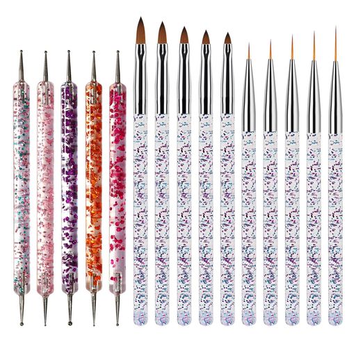 ネイルアートペン15本セットネイルブラシネイル筆極細ドットペンドット棒2WAY用ネイルアートブラシセットジェルネイル用絵描きブラシプルライン線を引くペンネイルツール初心者プロ用…