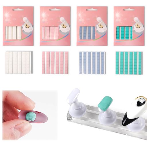 ADOFUNネイルチップ固定用粘土粘着ゴム貼ってはがせるネイルチップ粘土ネイルチップ接着剤てはがせるネイルチップ粘土偽ネイルチップの表示練習用ネイルチップスタンド4色釘は繰り返…