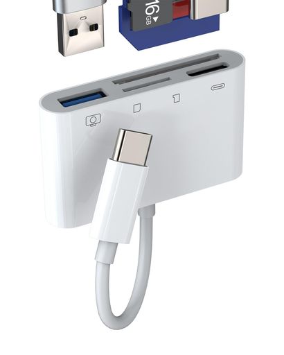 アイフォンタイプCUsb変換マイクロSDカードリーダー(4in1)同時Type-Cプラグケーブル急速充電器コネクタ..