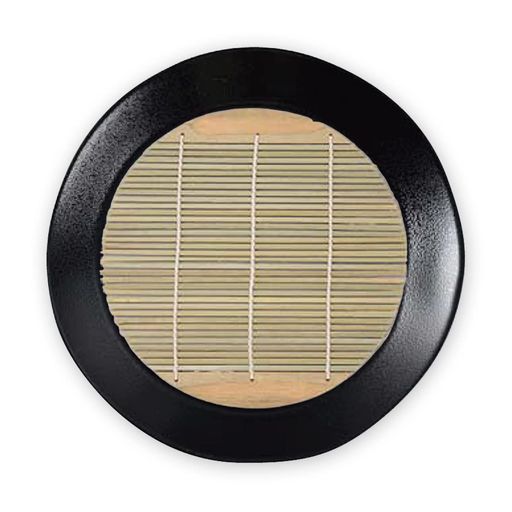 J-kitchensそば器ざるそば26cm波渕そば皿黒ゆず天目割れにくい樹脂製Φ26.1x2.1cm日本製