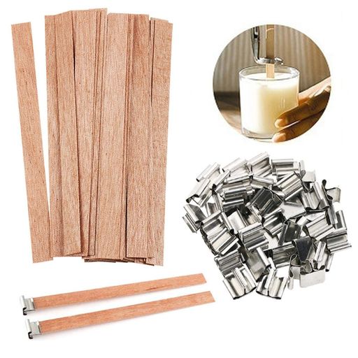 キャンドルウィック木芯キャンドル芯130mm*13mm50本セット木製チップキャンドル台座金具手作りキャンドル用芯