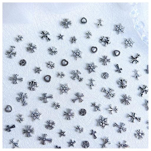 ネイルスタッズ50個セット3D立体かわいいメタルパーツリボン星月ハート花蝶結びネイルパーツ合金小さい..