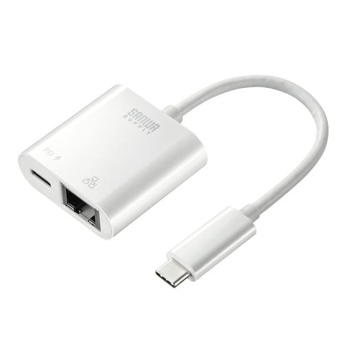 サンワサプライ USB TypeC-LAN変換アダプタ(PD対応) USB3.2 Gen1-RJ-45 ホワイト U...