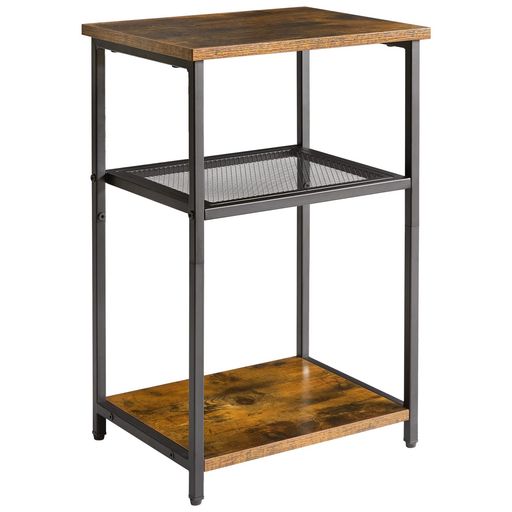 IBUYKEサイドテーブルコンパクトヴィンテージ風ナイトテーブル多機能オープンラック3段収納ラックアジャスター付小物置き組立簡単おしゃれ39x29x59cmJPTMJ403H