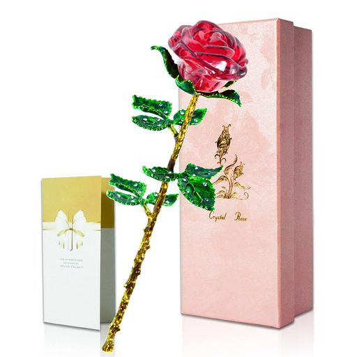 Other Aquatic Plants - 造花インテリアクリスタルバラ薔薇一輪の花枯れない花フラワーLalunaK9幸運クリスタルガラスバラ水晶玉彼女、友達、家族、母、妻、彼、父への人気贈り物ギフトプレゼント敬老の日、