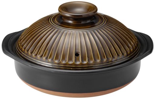 Earthen Pots - 万古焼菊花土鍋8号飴釉