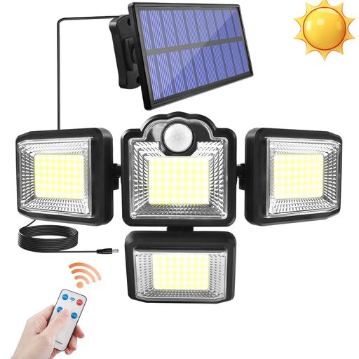 Rakuten - Caturyソーラーライト屋外人感センサー分離型4.7m延長コード192LED350ルーメン2400mAh電池IP653つ点灯モード360°広照射範囲防犯ライトガーデン庭先表玄関駐車場停電防災日本語取説付