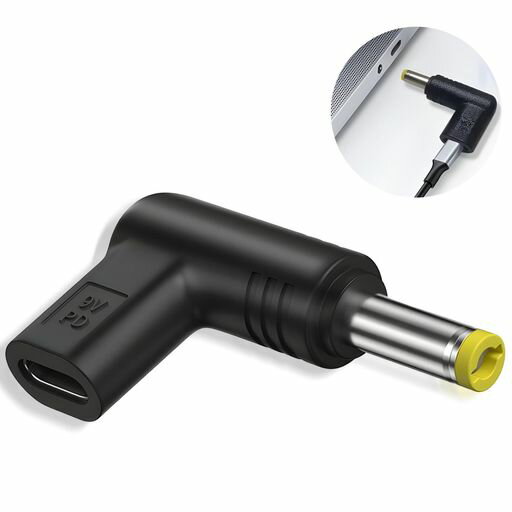 Type-C 変換 ノートPC 充電アダプター Type-C母 to DC公 5525 15V / 4530 20V / 方...