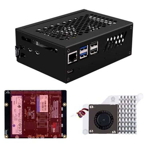 GeeekPiN16QuadM.2M-KeyNVMeSSDハットメタルケースとアクティブクーラー付きRaspberryPi5用M.2NVMeM-Ke..