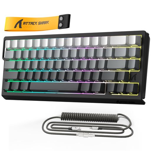 ATTACK SHARKxMAMBASNAKE X68 HEゲーミングキーボード、ラピッドトリガー対応、磁気スイッチ、8000Hzポーリングレート、0.125msレイテンシー、0.01mmRT精度、0デッドゾーン、snap