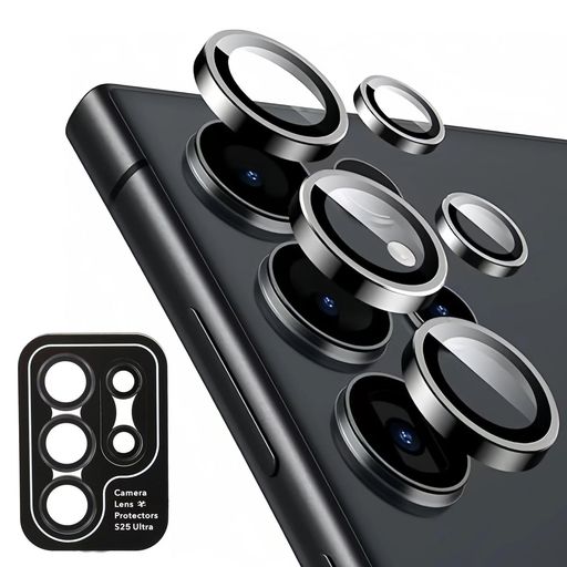 S25ULTRAケース薄型カメラフィルムガラスフィルムカメラ保護1セットあたりレンズ5枚色ブラック