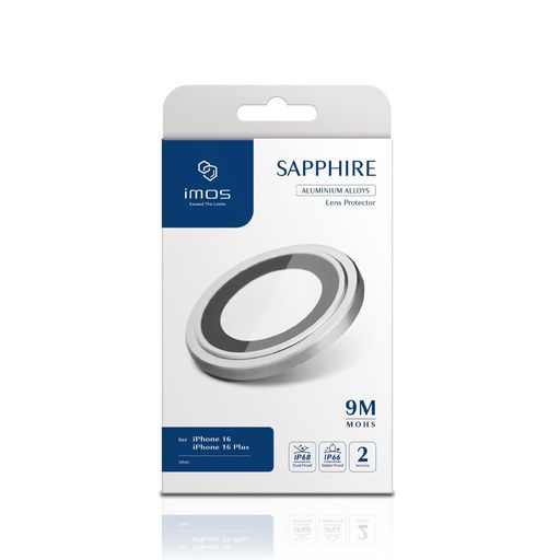 【imos】カメラレンズカバーiPhone16/iPhone16Plusに適用カメラレンズ保護カバー9Hサファイア光学ガラス高清高透光簡単に貼り付けるカメラフィルム(Silver)