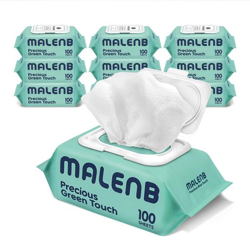 Baby Wipes - 【プレミアムおしりふき】MALENB純粋99%厚手シート55g/m2無添加蓋つき低刺激保湿ベビーワイプ(100枚入りx10個)