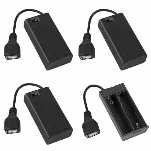ACEIRMC 単3電池ホルダー USBメスソケット 単3電池ケースボックスホルダー カバーとオン/オフスイッチ付き 4個