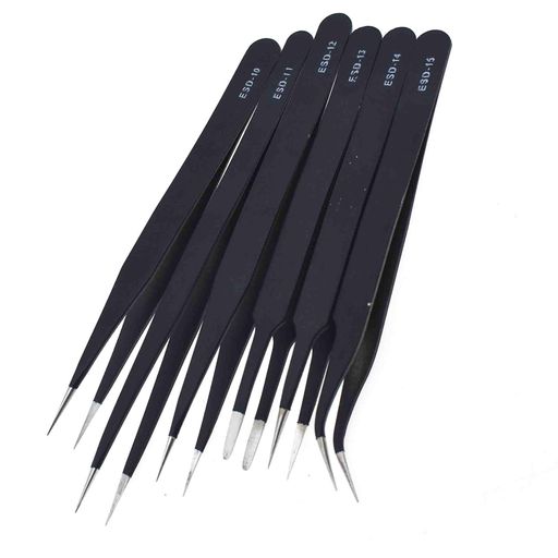 6pcs Tweezers Industrial Repair Tools for Electronics Soldering Craft