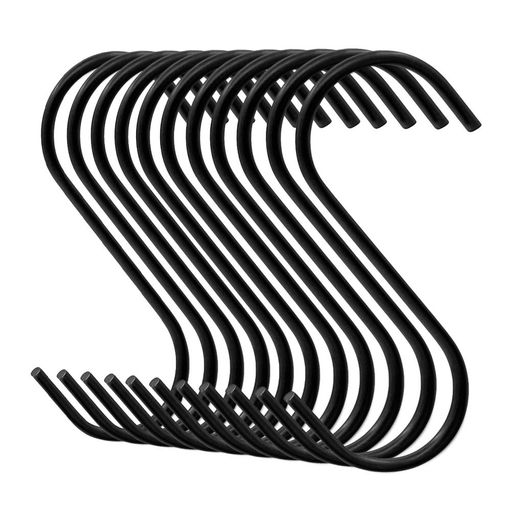 FushingS字フックステンレスキッチン用具クローゼット金属道具収納25個入りブラック