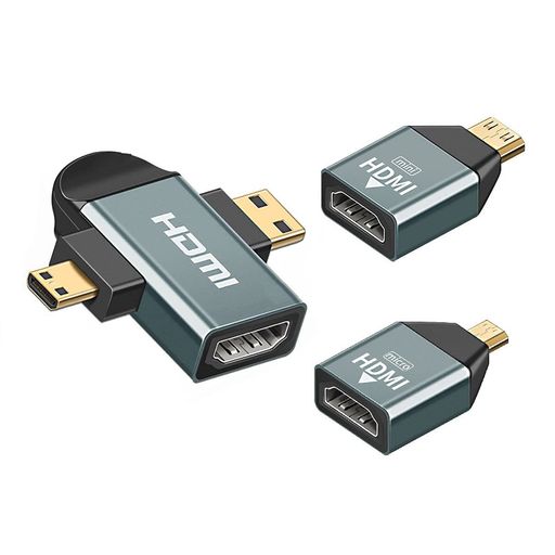 CABLECC3PCS/セットマイクロ&ミニHDMI~HDMI互換1.4メス2-IN-1コンボアダプタ4K@60HZ
