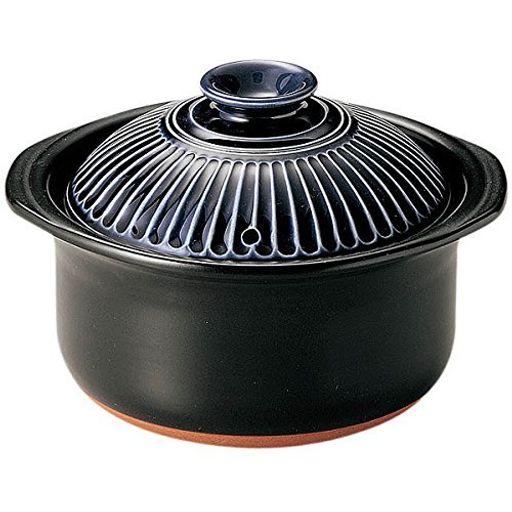 Earthen Pots - 万古焼銀峰陶器菊花ごはん土鍋(瑠璃釉2合炊き)