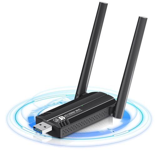 【AC1300Mpbs高速USBWiFiアダプター】USB WiFiアダプターは、家全体に長距離で遅延のない接続を提供します。PCまたはラップトップを802.11ac標準にアップグレードします。これは、ワイヤレスWi-Fiアダプターの速度の3倍の速度です。デバイスを高速でインターネットサーフィンできるようにします。 【USBワイヤレスアダプタのスーパーUSB3.0】USB 3.0インターフェースを搭載しているため、PC用のWIFI USBアダプターのWIFI速度は、USB2.0を備えたPCWIFIアダプターの10倍です。それは私たちの生活に便利で高速なワイヤレスインターネットアクセスを提供します、アップグレードされた速度、Webサーフィン、ゲーム、オンラインストリーミングを楽しむことは、バッファリングや中断なしでとても簡単です。 【デュアルバンド2.4GHzおよび5.8GHzバンド】Wi-Fi速度を2.4GHz帯域で最大400Mbps、5.8GHz帯域で最大867Mbpsにします。それは強い浸透で、壁を通してさえ効果的にwifi信号を受信することができます。