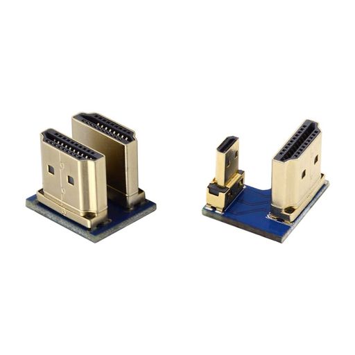 cablecc2個/セットHDMI-マイクロHDMIタイプA-タイプDオスコネクタソケット反対U字型バックアングルRaspberryPI3B/3B+/4B用