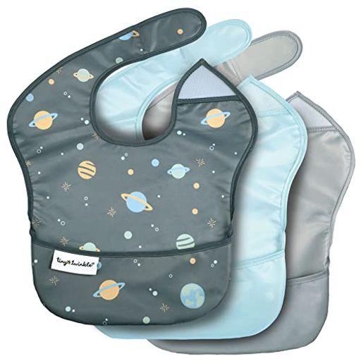 TinyTwinkle[タイニートゥインクル]イージービブ3枚セット【日本正規品】6~24ヵ月畳めるスナップボタン付き食事用エプロン離乳食エプロン保育園エプロン防水洗濯機OKTT-EB3-B5Space/IceBlue/Grey