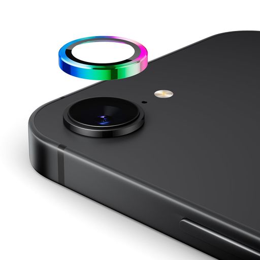 PodickカメラフィルムiPhone16E用カメラ保護9H強化ガラスアルミ合金アイフォン16eカメラカバーキズ防止耐衝撃高透過率黒縁取り露出オーバー防止極薄レンズカバープロテクターカラフル