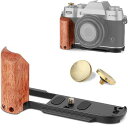 LEFTFOTOX-T50レトロハンドグリップL字型ブラケットハンドル木製グリップ付き富士フイルムX-T50カメラ用下部アルカクイックリリースプレート内蔵シャッターボタン付きブラック