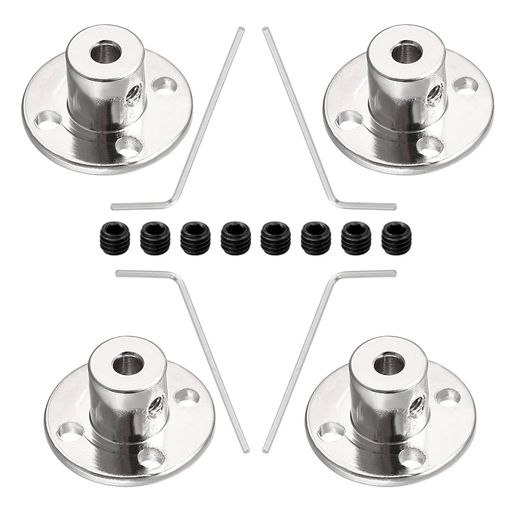 フランジ形軸継手リジッドフランジシャフトカップリングフランジカップリングDIYパーツ用モーターコネクタ4個入り内径4mmシルバートーン