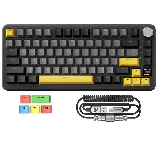 ZIYOULANGxATTACKSHARKX85PROゲーミングキーボード3モードGASKET構造ディスプレイ付きブルーベリー軸ホットスワップ可能ワイヤレス2.4G無線BLUETOOTH5.0USB有線キーマッププログラム