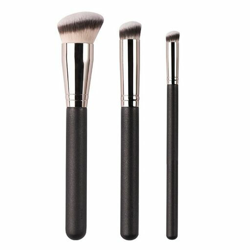 3個コンシーラーブラシメイクブラシ柔らかファンデーションブラシメイクブラシセットブラシメイク化粧ブラシ異なる寸法ファンデブラシ持ち運びやすい化粧道具メイクブラック