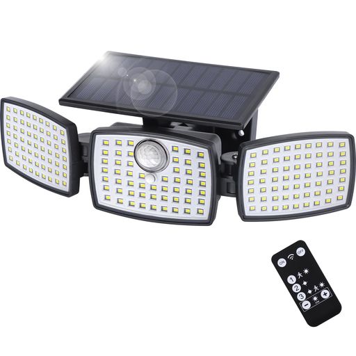 【3000ルーメン&amp;三面広照射】高輝度LEDチップと三面発光デザインにより、充電量が十分な場合で最大3000ルーメンの明るさを実現できます。広い範囲を均一に明るく照らし、防犯性と利便性を高めます。照明部とソーラーパネルの角度を自由に調整できるので、設置場所に最適な照射範囲を実現できます。 【スマート人感センサー】高精度の人感・光感センサーを内蔵しています。最大8m・120°の広範囲で人や車の動きを検知し、暗がりで自動的に点灯します。夜間の子どもの帰宅や高齢者の外出時でも、足元をしっかり照らすことができます。 【リモコン操作 &amp; 3モード切替え】​付属のリモコンで、以下の3点灯モードをワンタッチで切り替えられます。(1)センサーモード:人を感知した時のみ点灯(約25秒後消灯)(2)常灯モード:夜間を通じて中輝度で点灯(3)弱光センサーモード:常時微光、感知時に高輝度点灯。※ご使用前に本体の電源ボタンを3秒間長押しして起動してください。 【IP65防水 &amp; 大容量電池】​IP65等級の防水防塵構造で、台風や豪雪などの厳しい気候にも耐える耐久性を実現しました。