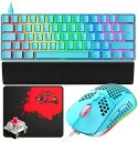 MAMBASNAKEメカニカルゲーミングキーボードマウス、UK配列、62キーキーボード、有線、LEDバックライト、RGB、USB接続、完全なアンチゴーストボタン、キーキャップ取り外し可能、ゲーマーや…