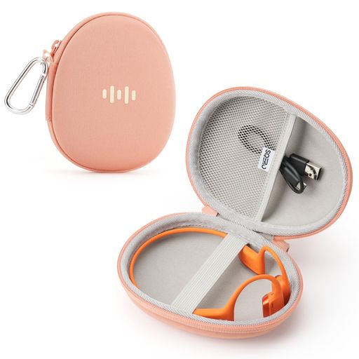 骨伝導ヘッドホン収納ケース SHOKZ OpenRun Pro 2/OpenRun/OpenMove/OpenSwim Pro マルチ対応 カラビナ付き 旅行・外出通勤・運動トレーニング適用 (オレンジ)