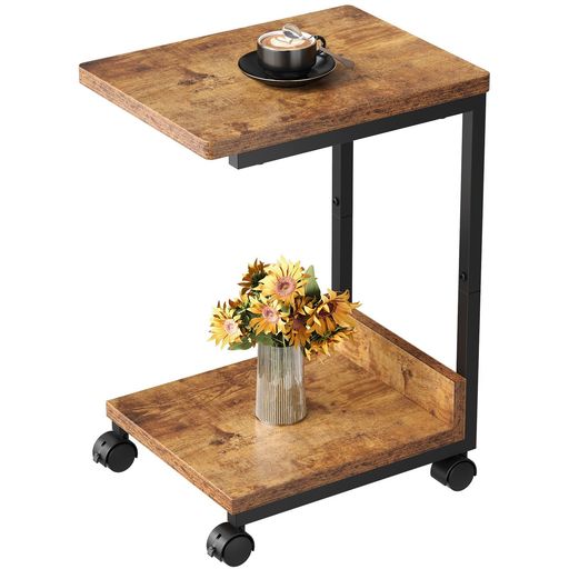 【コ字型テーブル】サイドテーブルキャスター付きはコ字型、ソファやベッドの下のスペースに入れ、隙間に差し込んでも使えます。ソファのサイドテーブルやリビングのサイドテーブルとしても使えます。 【おしゃれなサイドテーブル】シンプルなデザインであり...