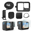PHYXIULブラックシリコン保護キットGOPRO13用アクセサリー保護フィルム+電池カバー+シリコン保護ケース+レンズカバー+ハンドストラップ交換可能なBLA...