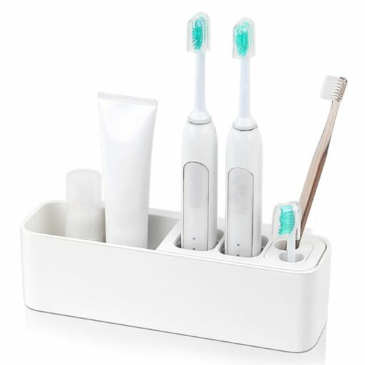 ELECTRO-WEIDEWORLD 歯ブラシスタンド 大容量 最大5本収納 壁掛け可能 仕切り板取り外し可能 歯ブラシたて 水切り フィルムフック付き 歯ブラシ入れ 浮かせる収納 歯ブラシケース おしゃれ 歯…