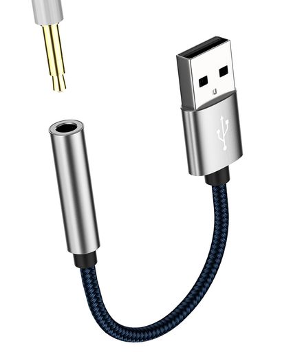 USB-Aオス to 3.5mmメスアダプター 外付けオーディオイヤホンジャック ステレオAUXケーブル 車載対応 ヘッドホン マイク 音楽 PCノート用サウンドドングル