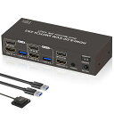【HDMIDISPLAYPORT同時表示】KVM切替器HDDP4K60HZHDMI+PD2入力2出力デュアルモニターUSB3.0KVM切り替え器スイッチャーキーボードマウスプリンタースキャナー共有PC2入力2出力