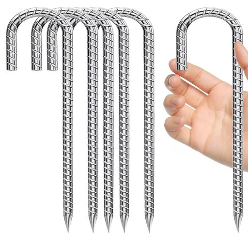 Tent Accessories - 6個12インチ/30cm鉄筋グラウンドテントステーク亜鉛メッキグラウンドアンカーテントペググラウンドアンカーグラウンドペグテント釘建物アンカーJ字型フェンステントキャノピー小屋ブラ…