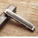 QIMEIブルースハーモニカ102428ホールステンレススチールC調高気密性初心者上級者セットケース(シルバー24穴)