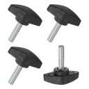 MMETERXITY4パックのサムねじM6X25MMのTウィングノブ木工/機械/装置用のプラスチックTハンドルクランピングノブ締め付け用スレッドサムねじ黒