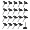 MMETERXITY20個入りのサムねじM6X30MMのTウィングノブ木工/機械/装置用のプラスチックTハンドルクランプねじノブメートルねじサムねじ黒