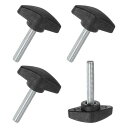 MMETERXITY4個セットのサムねじM6X35MMティーウィングノブ木工/機械/装置用のプラスチックTハンドルクランピングノブ締め付け用スレッドサムねじ黒