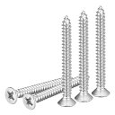 DTGN100個#7X1-1/2”フラットヘッド木ねじ304ステンレス鋼十字頭自己攻釘-木工家具に適しています-シルバー