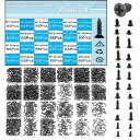 ZMBROLL1560個ブラックフラットヘッドセルフタッピングねじM1/1.2/1.4/1.7/2/2.3ミニクロスドライブ皿頭小さなネジ木工小型ファスナーねじ24サイズ詰め合わせキット電子DIY用